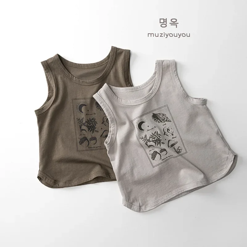 Description Picture 6 of itemChildren's Vest 2025 Summer New Item for Boys and Girls Korean Version Sleeveless Loose T-shirt Children's Clothing Clothing