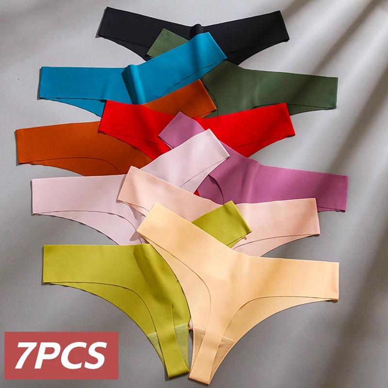 7 Pieces Women's Lingerie Seamless Panties Silk Underwear Elasticity Thongs