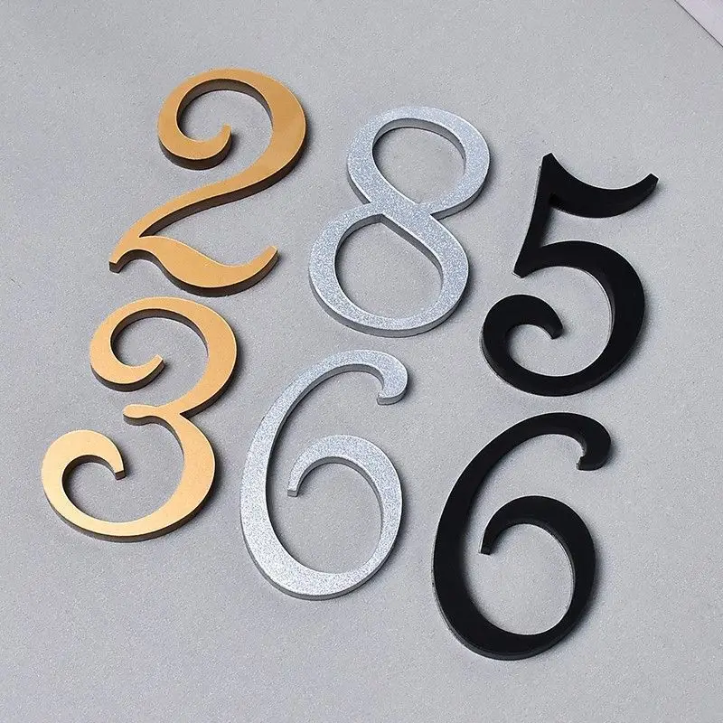 Nordic Retro Style Number 3D House Word Number Door Plate Acrylic Gold Letter Home Paste Sign house number signs