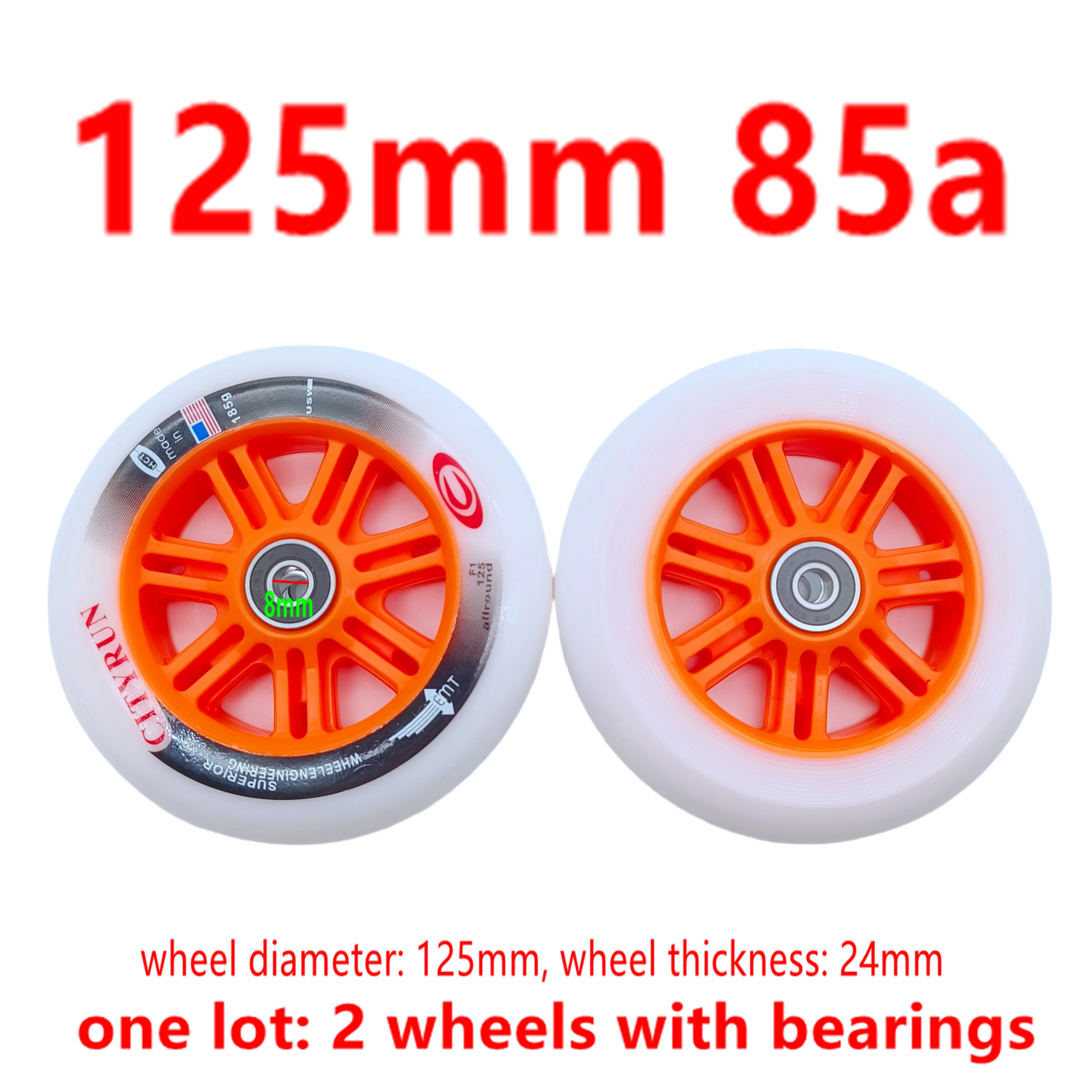 Skateboard Wheel 125mm 125x24mm including bearing 2wheels/lot Roller Skates Wheels