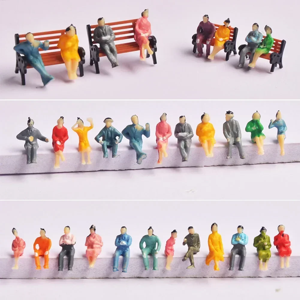 100Pcs ABS People Figures Toys Seated Painted Model 1:100 Scale Miniature People Model Collection Railway Sitting Passengers action figures toys mini figure toys
