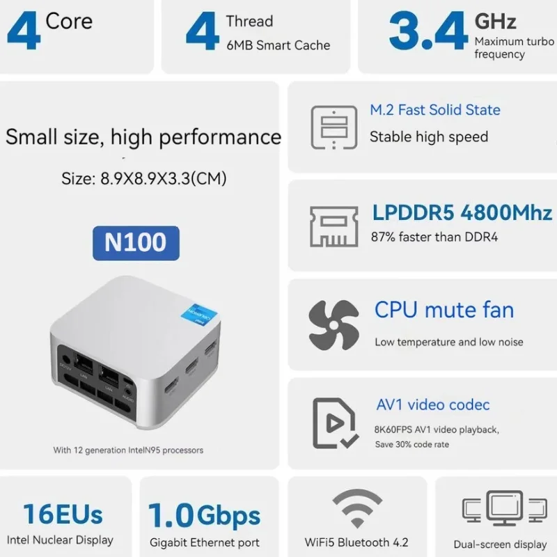 FIREBAT T8 Pro Intel N100 Mini PC Windows 11 16GB DDR5 512GB SSD