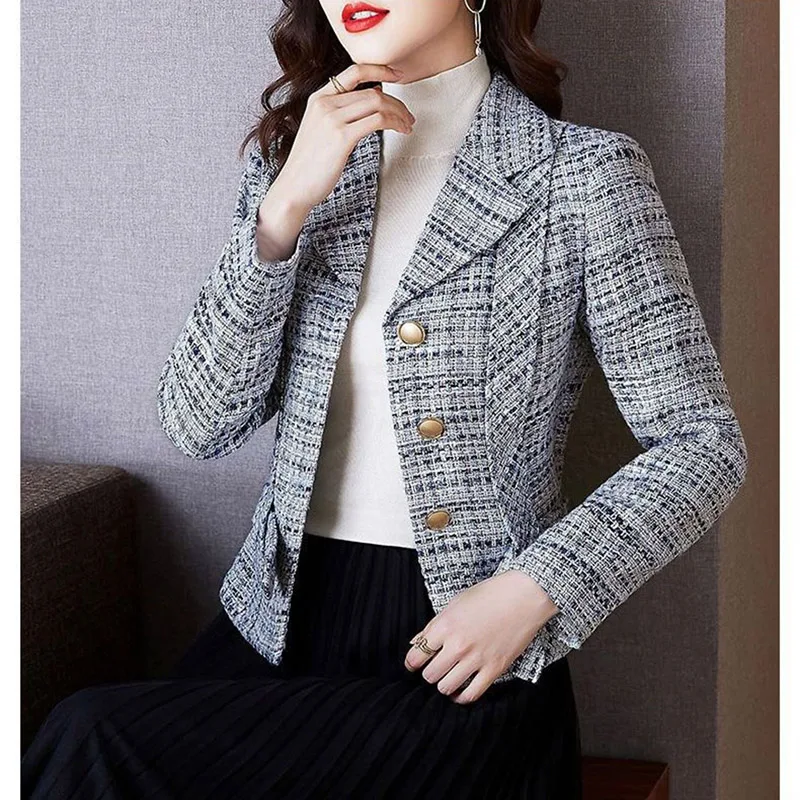 

Vintage Blazer Coats Women Spring Autumn 2023 New Fashion Small Suit Fashion Long Sleeve Blazer Jacket Female Tide Chic Outwear