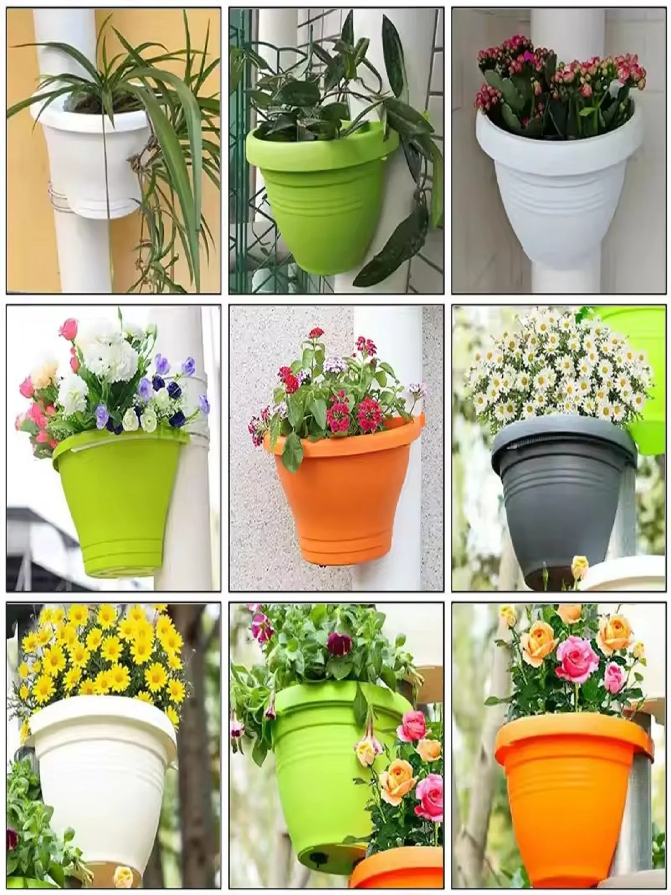 Vaso de flores pendurado cesta criativa armazenamento calha downspout vaso de flores interior &uacute;til corrim&atilde;o pendurado plantador flower pot plant pot