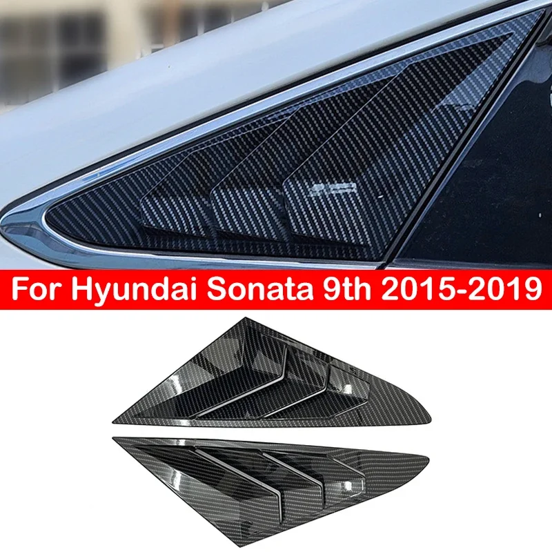 Per Hyundai Sonata 9Th 2015-2019 Car Rear Louver Window Side Shutter Cover Trim Sticker Vent Scoop Blind Shades Abs Fibra Di Carbonio