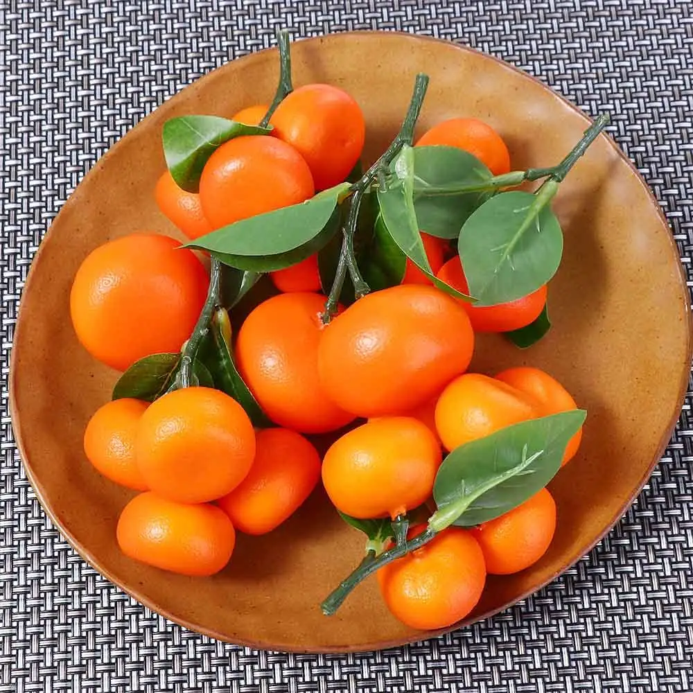 Artificial Fruits and Vegetables Imitation Fruits with Fruits and Leaves Home Ornaments Fruit Display Party Decor Tangerine Model Fake Oranges Artificial Fruit