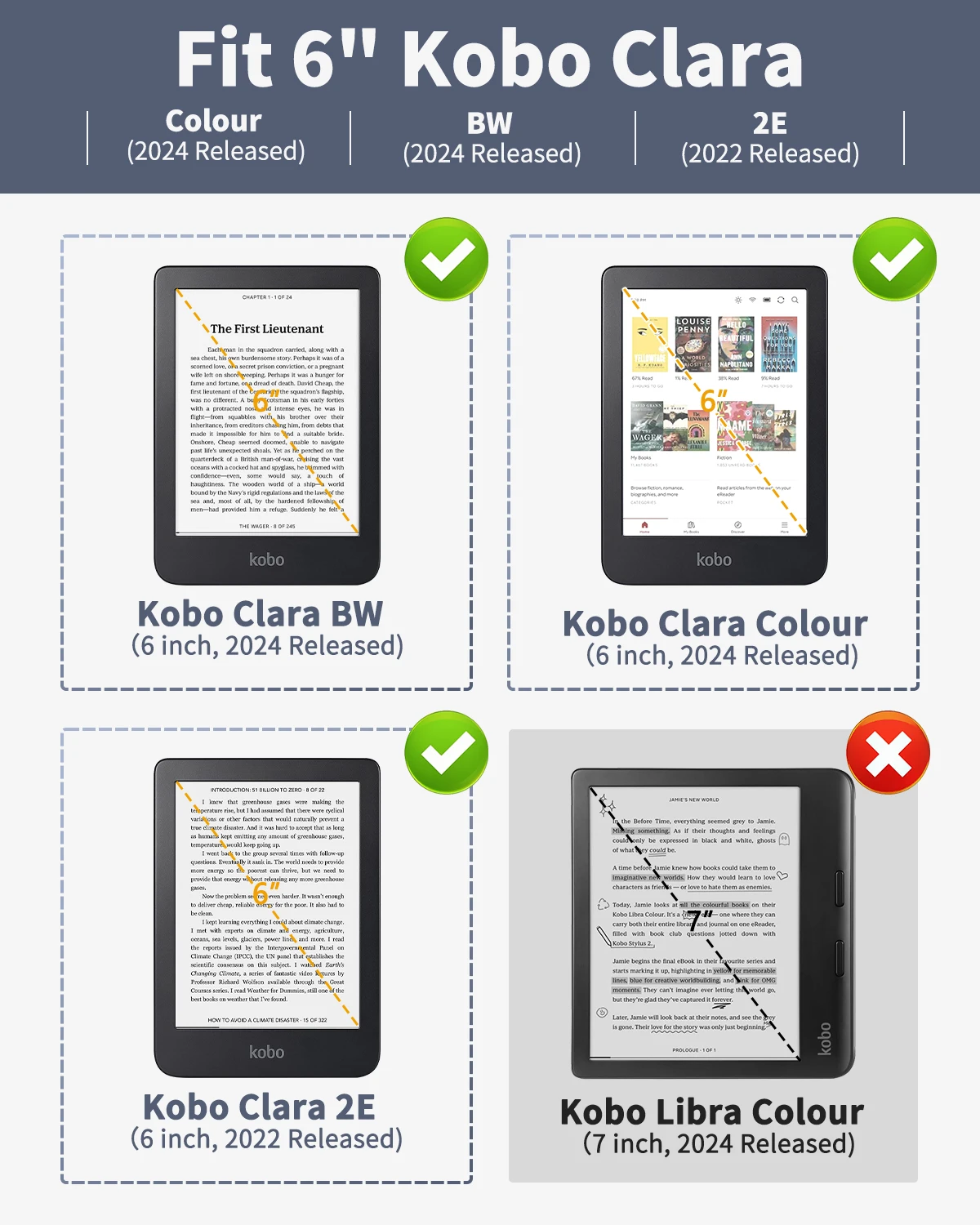Lightweight Protective Case for Kobo Clara Series – 6 2024 Release