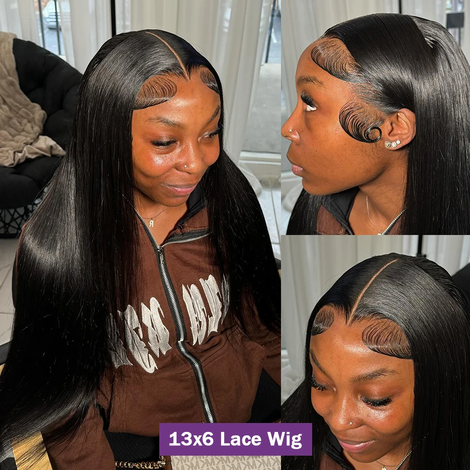 40 inch Bone Straight 13x4 13x6 360 Hd Transparen Lace Front Wig Human Hair Brazilian Pre Plucked Lace Frontal Wigs For Women 3
