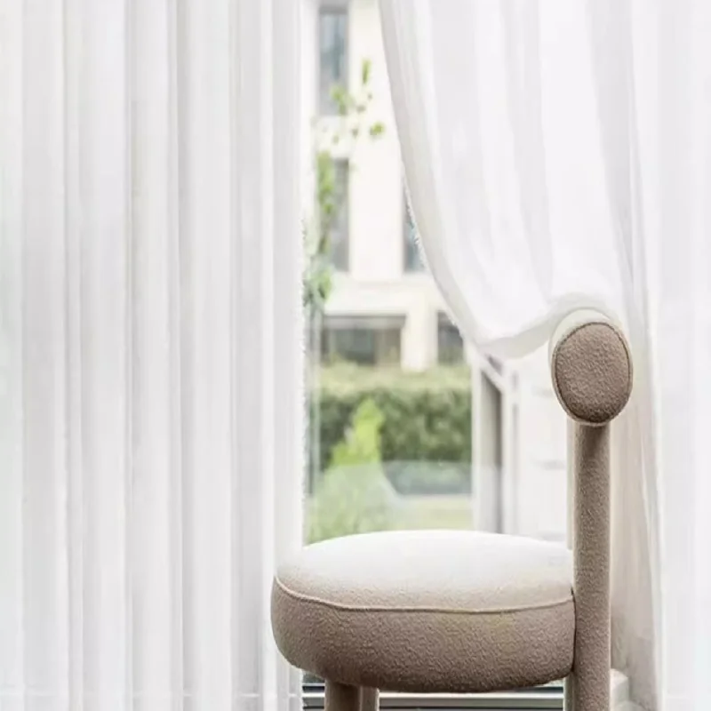 1pc Cute Princess Style Plush Gauze Balcony Bedroom Bay Window Living Room White Tulle Curtains 4