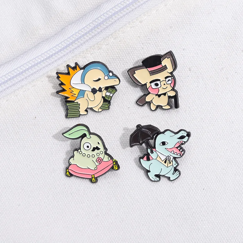 Classic Cartoon Animal Brooch Pins Cute Dinosaur Frog Turtle And Bear Badge Enamel Brooches Jewelry Cosplay Gift For Friends