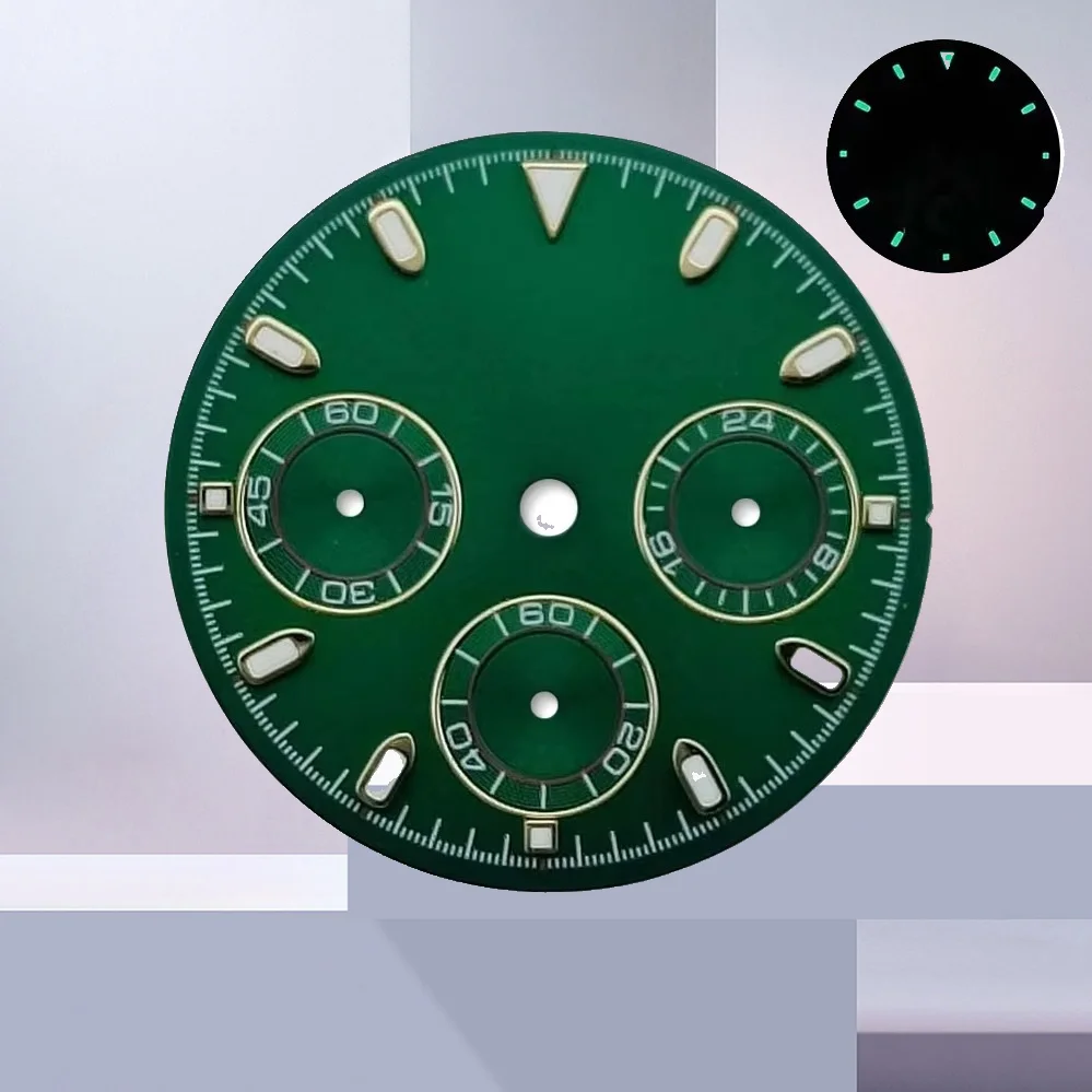 Enhanced Black and Multi-Color Dial for VK63 Movement with Date Display - 29mm