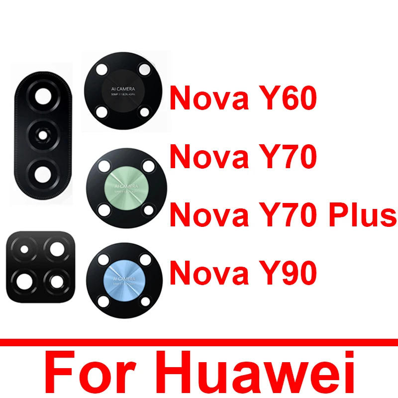 

For Huawei Nova Y60 Y70 Y70Plus Y90 Back Camera Glass Lens Big Small Rear Camera Lens Glass with Adhesive Parts