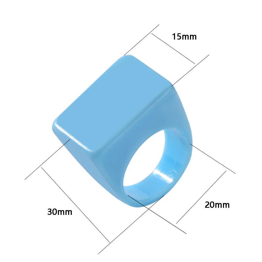 TAAICIU Colorful Geometric Large Square Resin Ring Y2K Trendy Girl Ring Fashion Jewelry