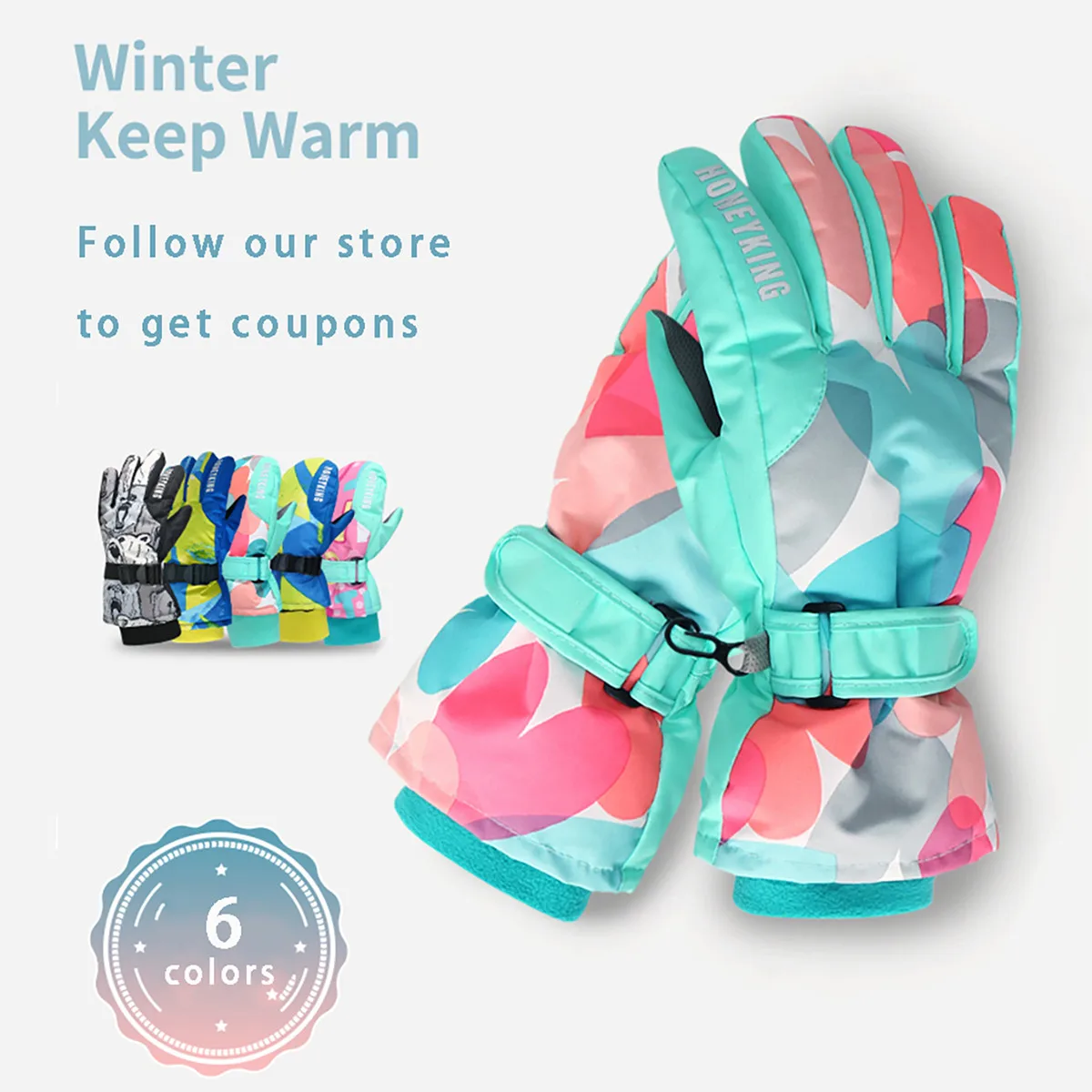 HONEYKING Kids Winter Ski Gloves Waterproof Warm Padded Mitten For Girls Boys Outdoor Skiing Cycling Windproof Snowboard Gloves cycling gloves winter gloves ski gloves