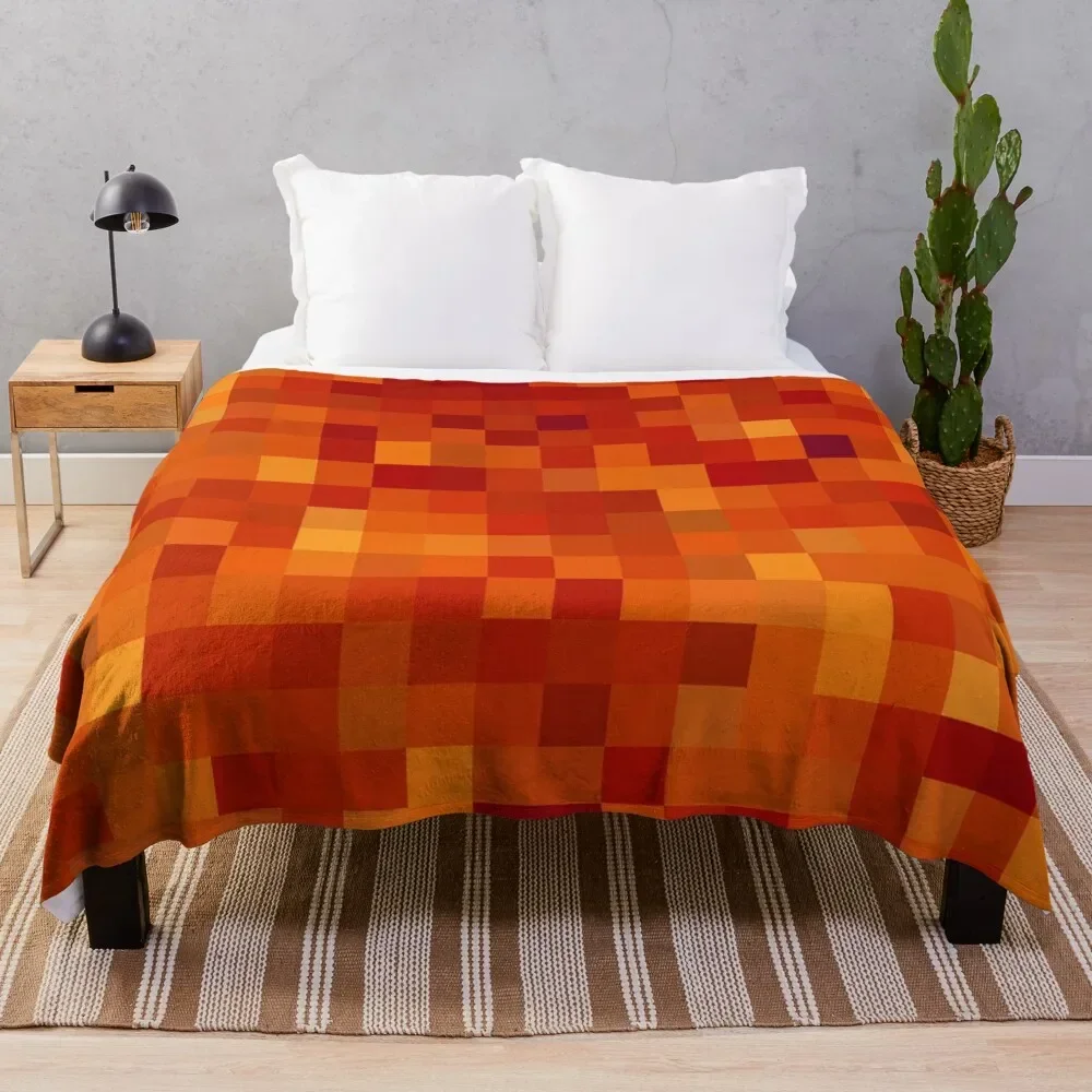 

Pixelated Magma Block Throw Blanket warm winter Flannel Furry Flannel Fabric Blankets