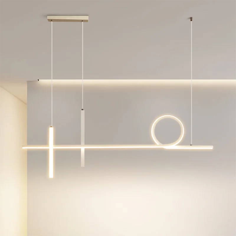 LED Restaurant Light Pendant Modern And Simple Nordic Creative Bar Dining Room Dining Table And Long Strip Lighting Fixtures