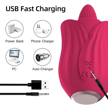 Rose Flower Licking Vibrator For Women Clitoris Stimulation G-Spot Vagina Dildo Tongue Female Vibrators Sex Toys For Women 3