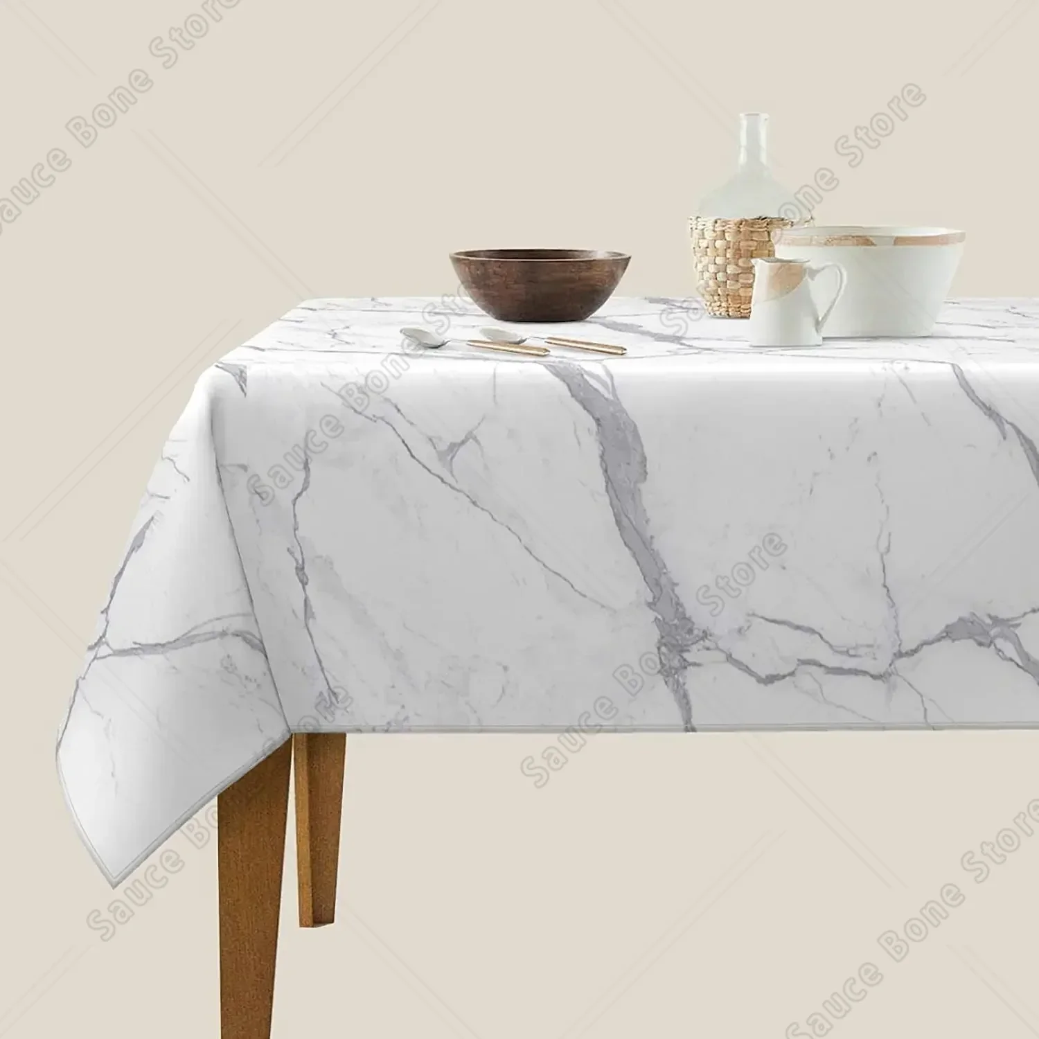 Square Table Cloth 54"x54" 60"x60" Washable Table Cover Marble Waterproof Tablecloths for Kitchen Dining Room Wedding