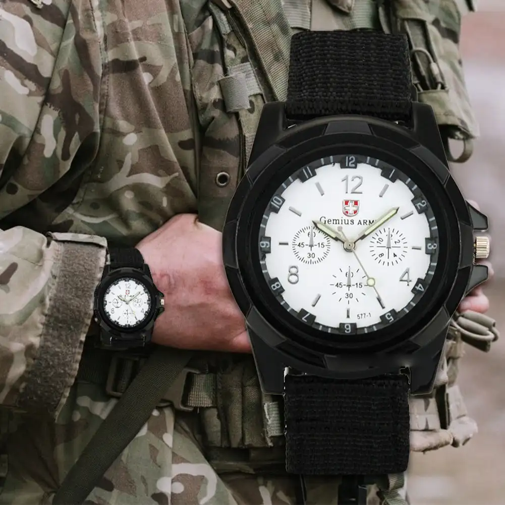Men's Quartz Watch with Nylon Canvas Strap - Casual Sports Wristwatch