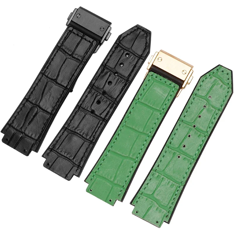 Premium Genuine Leather & Silicone Watch Strap, 25mm - 19mm,