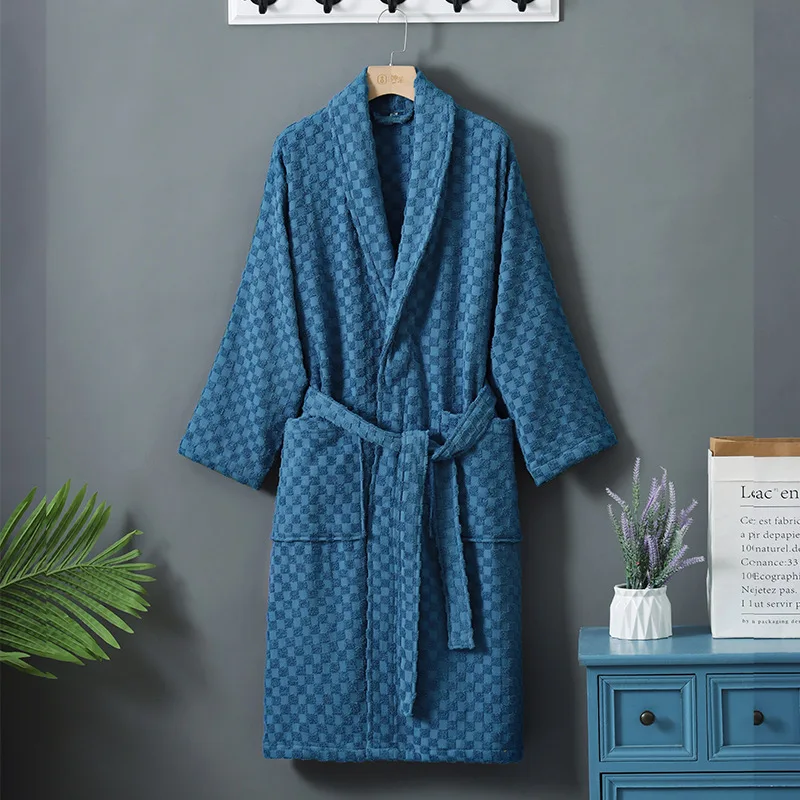 Waffle Hotel Bathrobe Cotton Men's and Women's Homewear Absorbent and Quick Drying Towel Bathrobes Pijamas Kimono Clothes