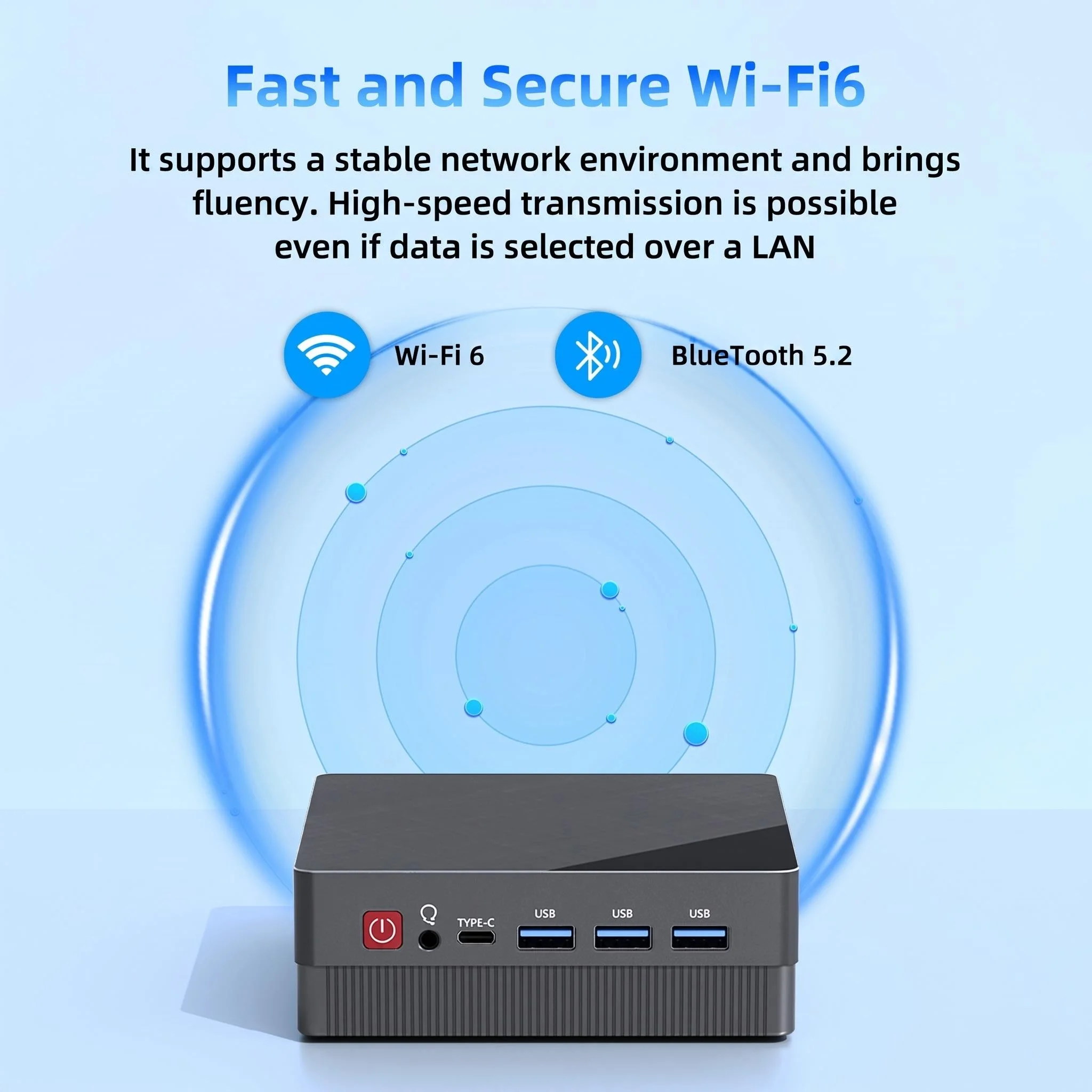 TexHoo Mini PC Ryzen 5 5600U 6C/12T Triple Display 16G 256G DP+2xHDMI Dual LAN WiFi6 BT5.2 2xDDR4 Mini Desktop Computer 
