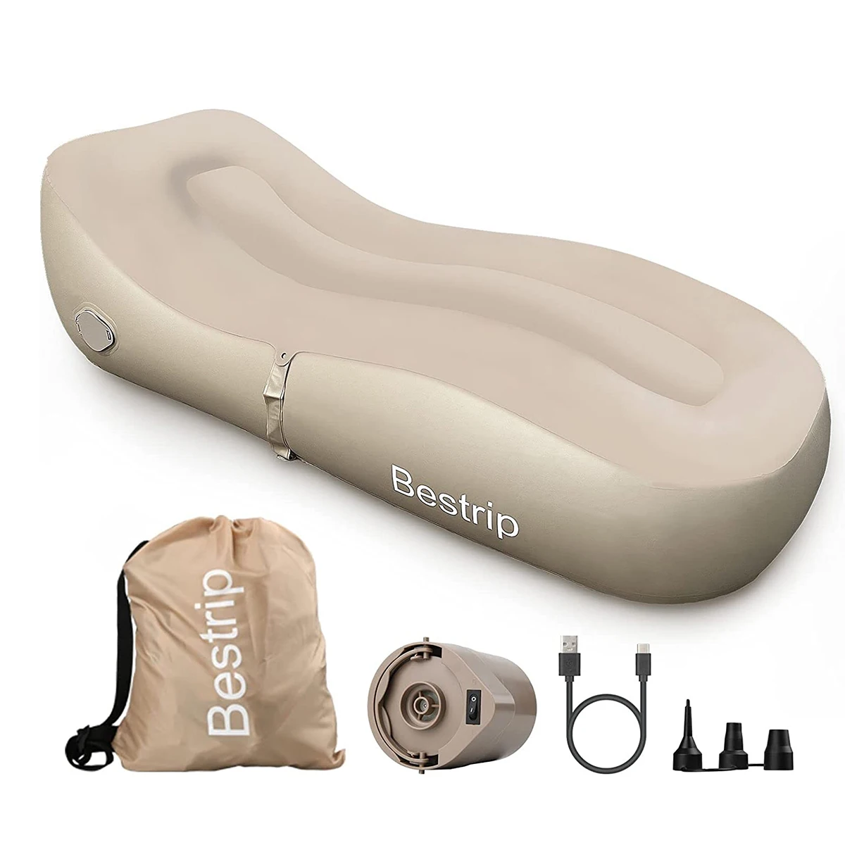 Bestrip Inflatable Couch, Air Mattress Sofa Bed Camping Air Chair For Backyard Beach Travel