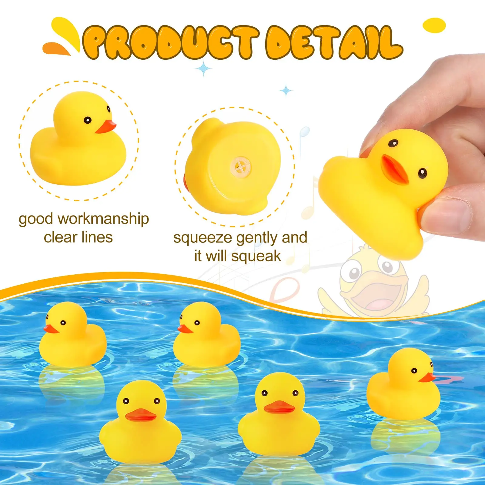 100Pcs Rubber Ducks for Kids Yellow Mini Duck Party Favors Bulk Ducks Summer Pool Floating Toys Rubber Ducks Birthday 3