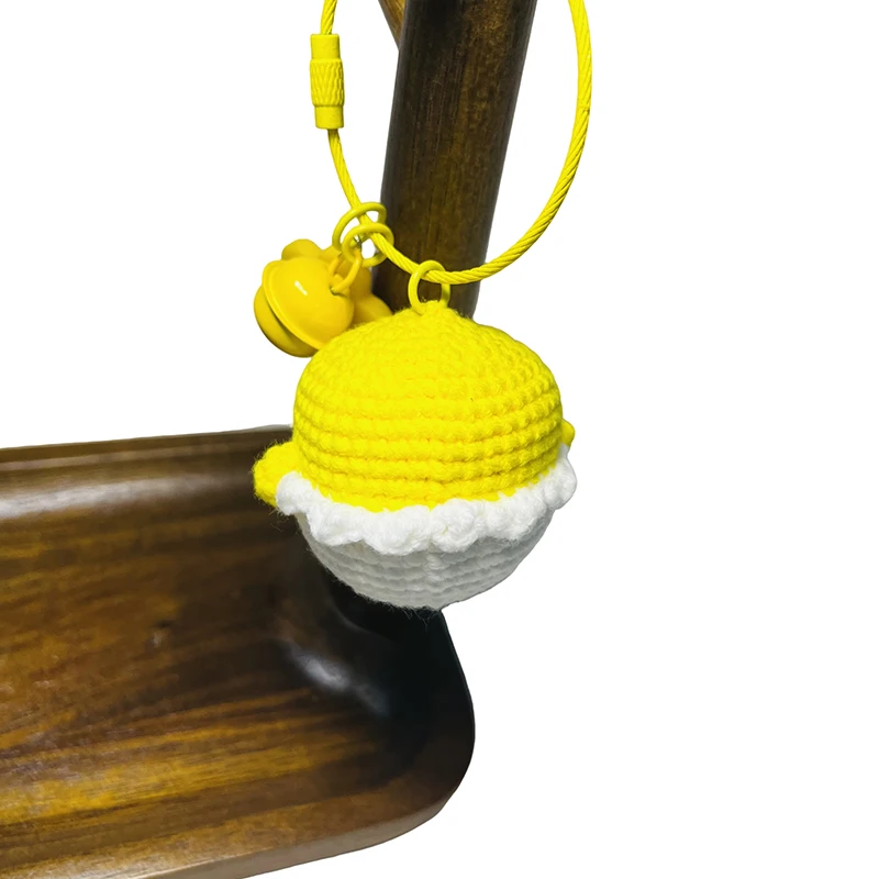 1pc Cute Small Chick with Egg Keychains Unique Knitting Cartoon Doll Funny Keyrings Kawaii Crochet Keychain Keys Bag Pendant