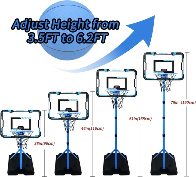 Adjustable Basketball Hoop for Toddlers, Indoor Outdoor Goal Toy with 3 Balls, Ages 3-8
