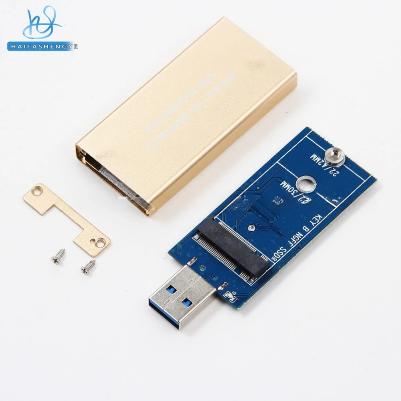 모든 알루미늄 합금 2242 솔리드 스테이트 모바일 하드 드라이브 박스, USB 드라이브 유형, ASM1153E SSD M.2 NGFF to USB3.0