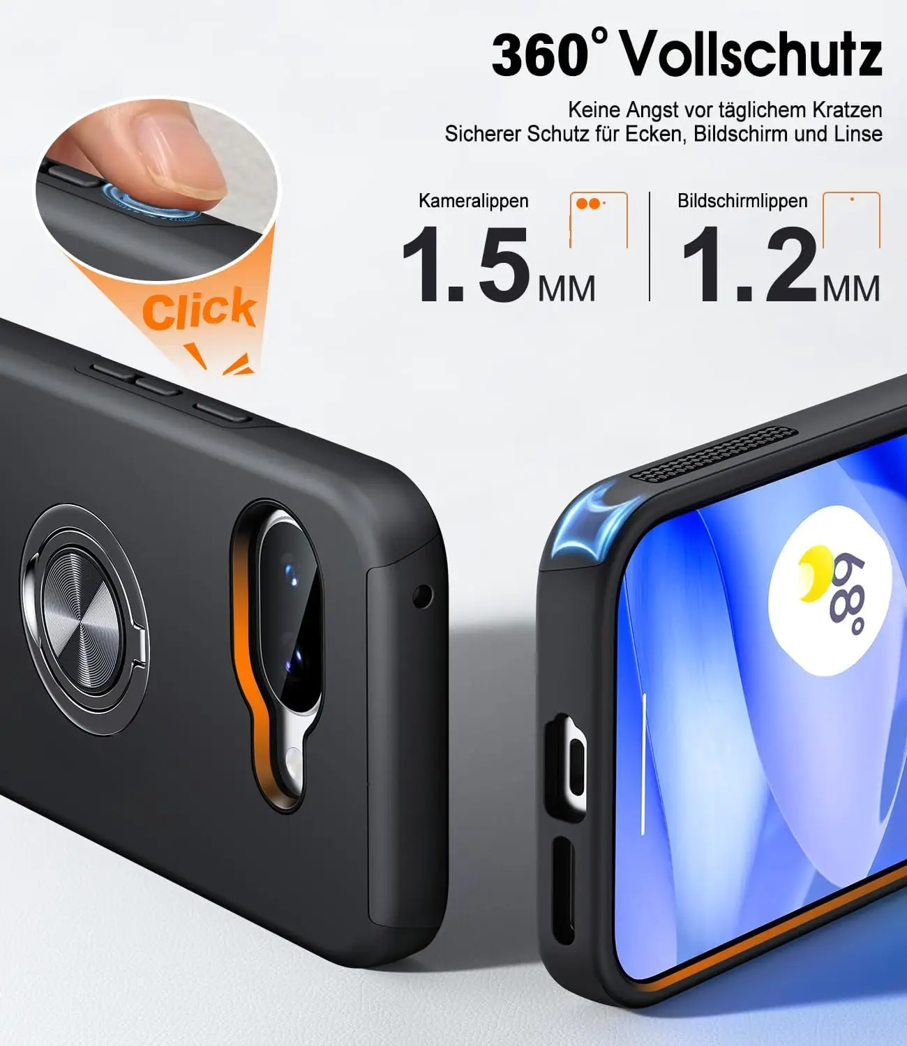 Shockproof Slim Fit Cover with Metal Ring Holder and Kickstand