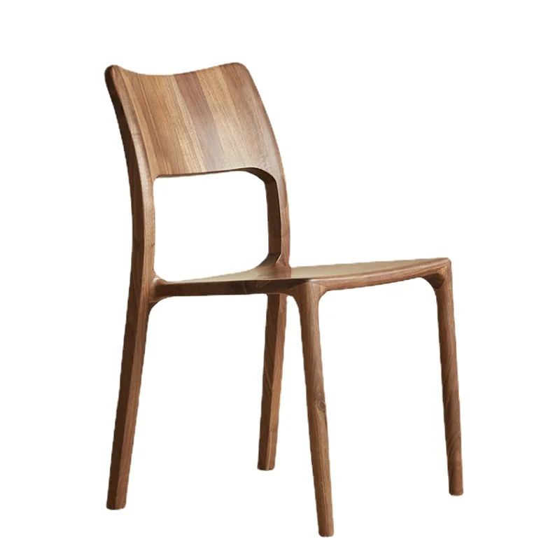 

Yjq Black Walnut Wooden Dining Chair Nordic Complete Solid Wood Dining Table and Chair Simple Restaurant Home
