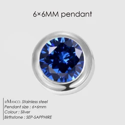 Elegant Stainless Steel Rhinestone Birthstone Necklace Pendant - Fashion Jewelry DIY Accessory (SEP - Silver Color)