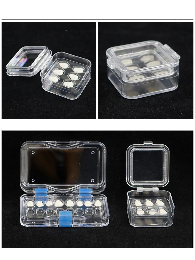 5Pcs Dental Tooth Veneer Storage Box With Film Transparent Denture Box With Hole Membrane False Denture Teeth Container Case