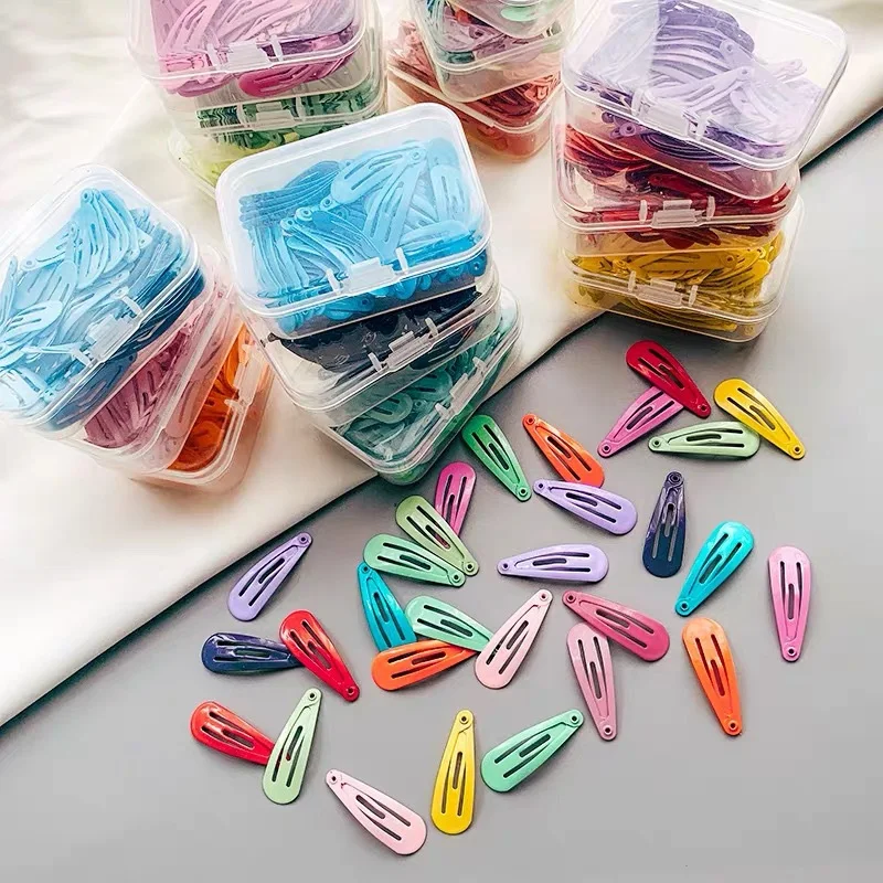 50pcs/box Candy Color Baby Girls Hair Clips 3cm BB Barrettes Hairpins Metal Women Alligator Clip Fashion Styling Accessories