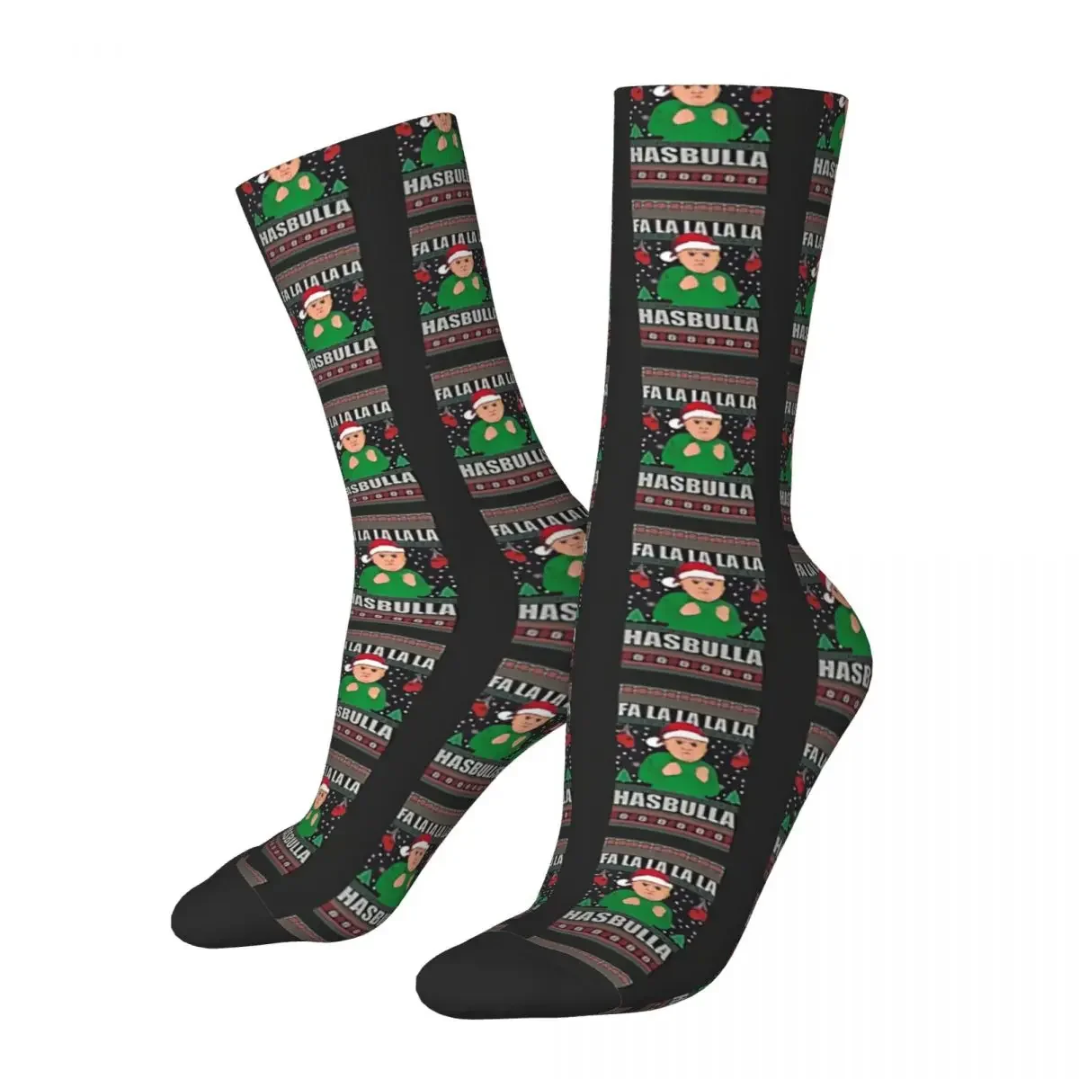 

Hip Hop Retro Funny Christmas Crazy Men's Socks Hasbulla Magomedov Unisex Street Style Printed Novelty Happy Crew Sock Boys Gift