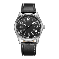 Aviation-Inspired Pilot Collection Easy-Read Watch with 24-Hour Japanese Movement Display, 42mm (Silver)