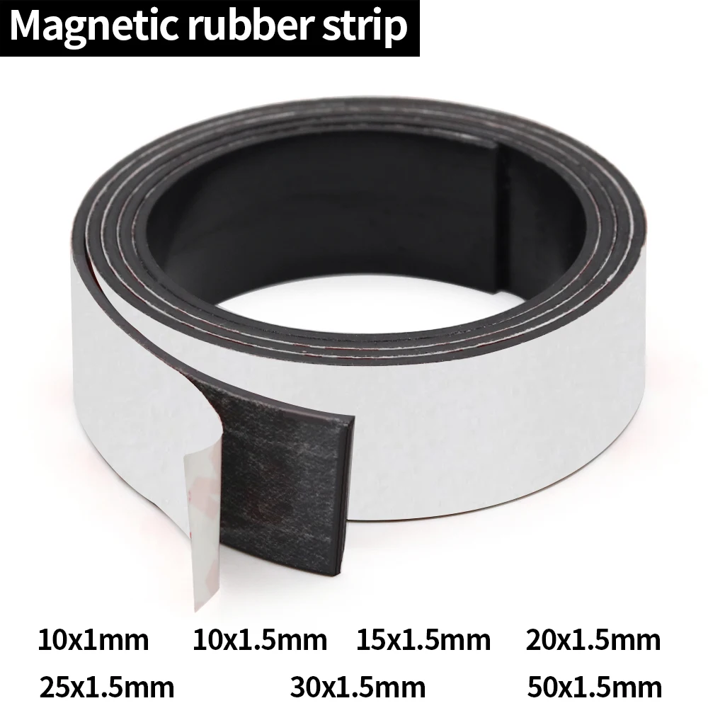 10/15/20/25/30/40/50x1.5mm Self Adhesive Magnetic Tape Rubber Magnet Tape  Strong Flexible Magnet Strip - AliExpress