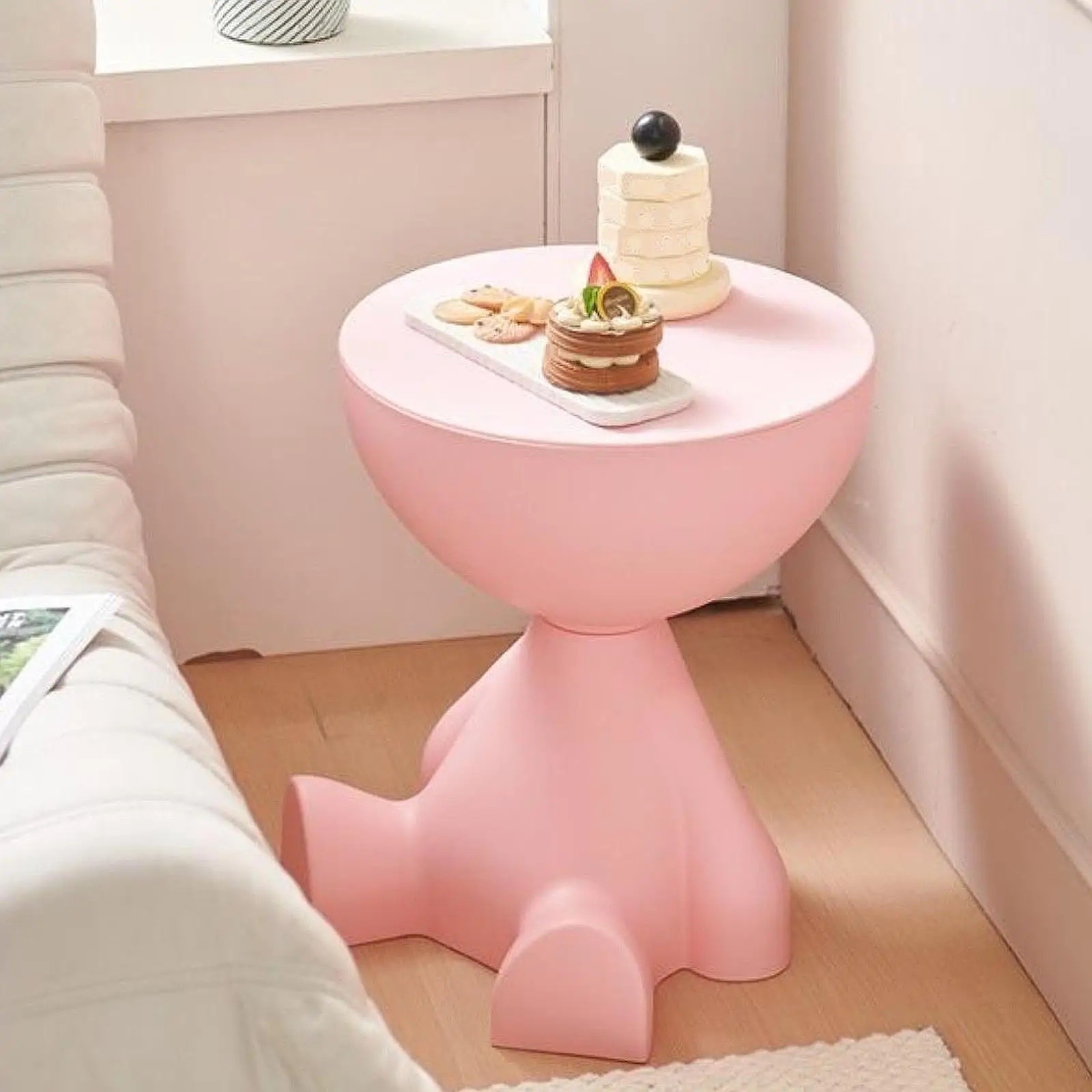 Side Table Flat Head Bedside Table Household Sofa Side Rack Bedroom Balcony Movable Mini Table Small Apartment Movable Tea Table 4