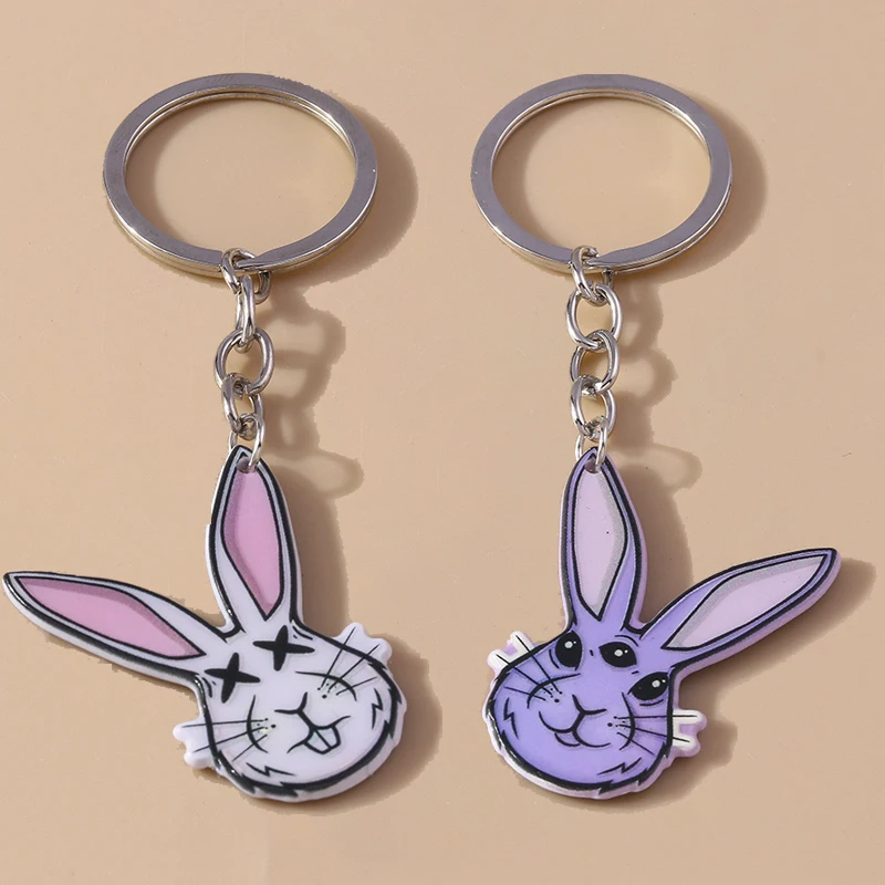 

Lovely Easter Rabbit Keychain Bunny Keyring Pendants for Car Key Holder Women Girls Handbag Accessories DIY Jewelry Gifts
