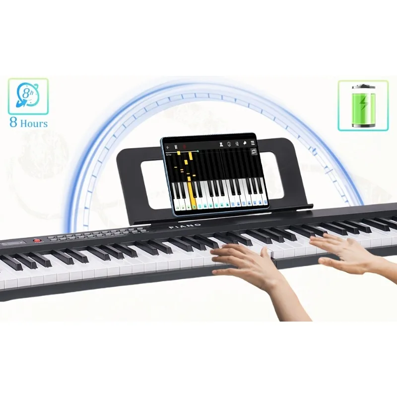 Portable 88 Keys Foldable Electronic Organ Digital Piano Multifunctional Electronic Keyboard Piano Student Musical Instrument