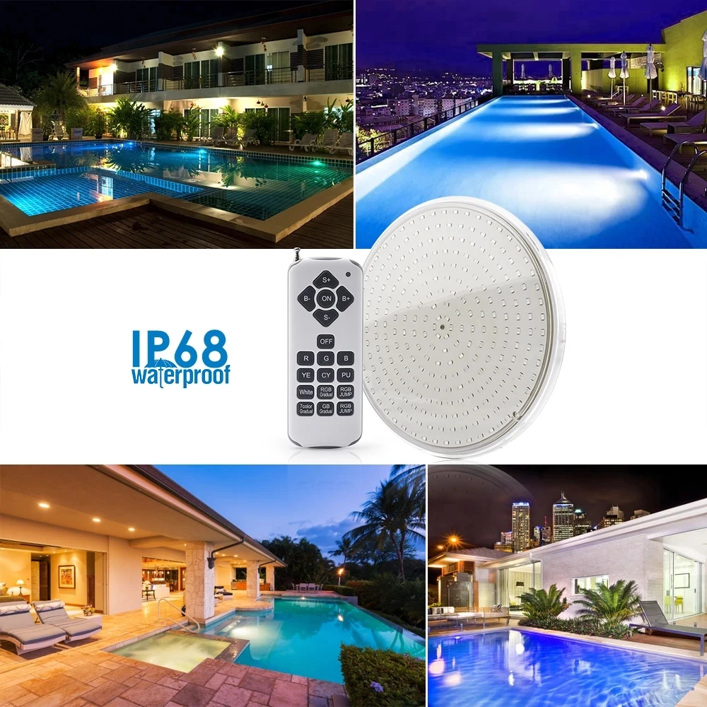 

New Swimming Pool Light 18W Resin Filled Light AC12V Spot Piscine LED Couleur RGB PAR 56 Projector+FB Remote Synchronous