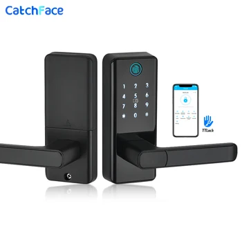 NEW Fingerprint TTLock Bluetooth Door Lock App Code Card Key Touch Single Latch Security Digital Electronic Smart Door Lock 1