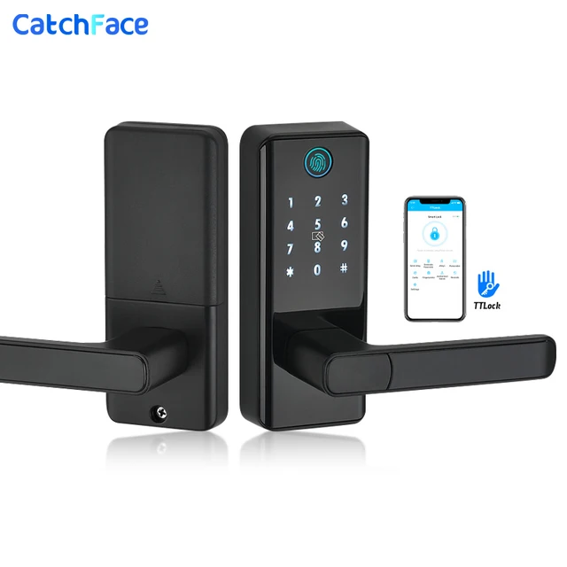 NEW Fingerprint TTLock Bluetooth Door Lock App Code Card Key Touch Single Latch Security Digital Electronic Smart Door Lock 1