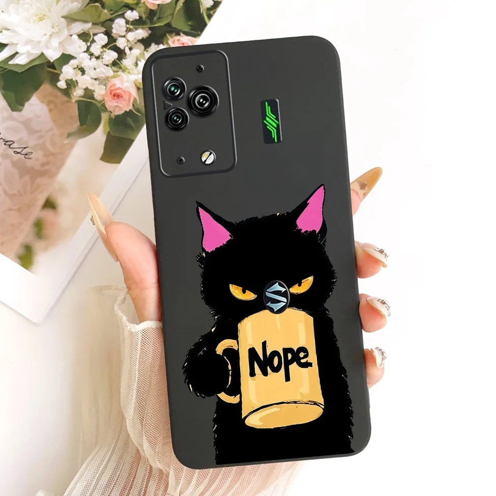 Cute Cat & Butterfly Design Silicone Case - Black Shark 5 Pro