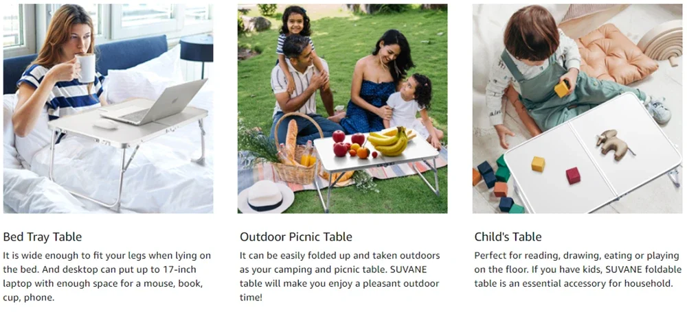 Description Picture 3 of itemFolding Laptop Desk, Portable Foldable Camping Table, Mini Picnic Table with Storage Space, Lap Desk Reading Holder for Anywhere