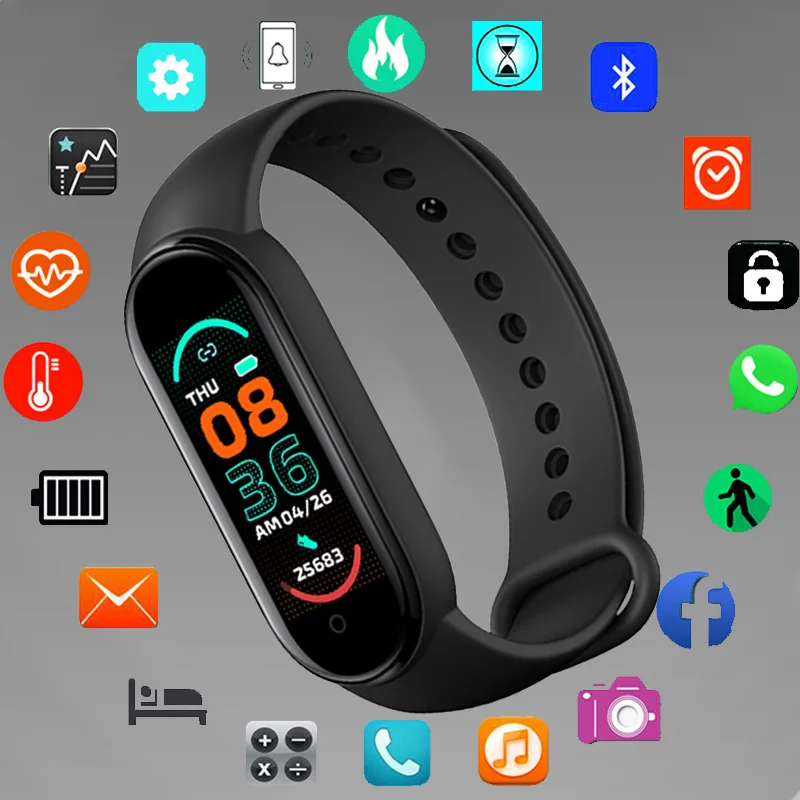 

Smart Digital Watch M6 Wristwatches with Heart Rate Blood Pressure Monitoring Call Reminder Information Push Fitness Bracelet