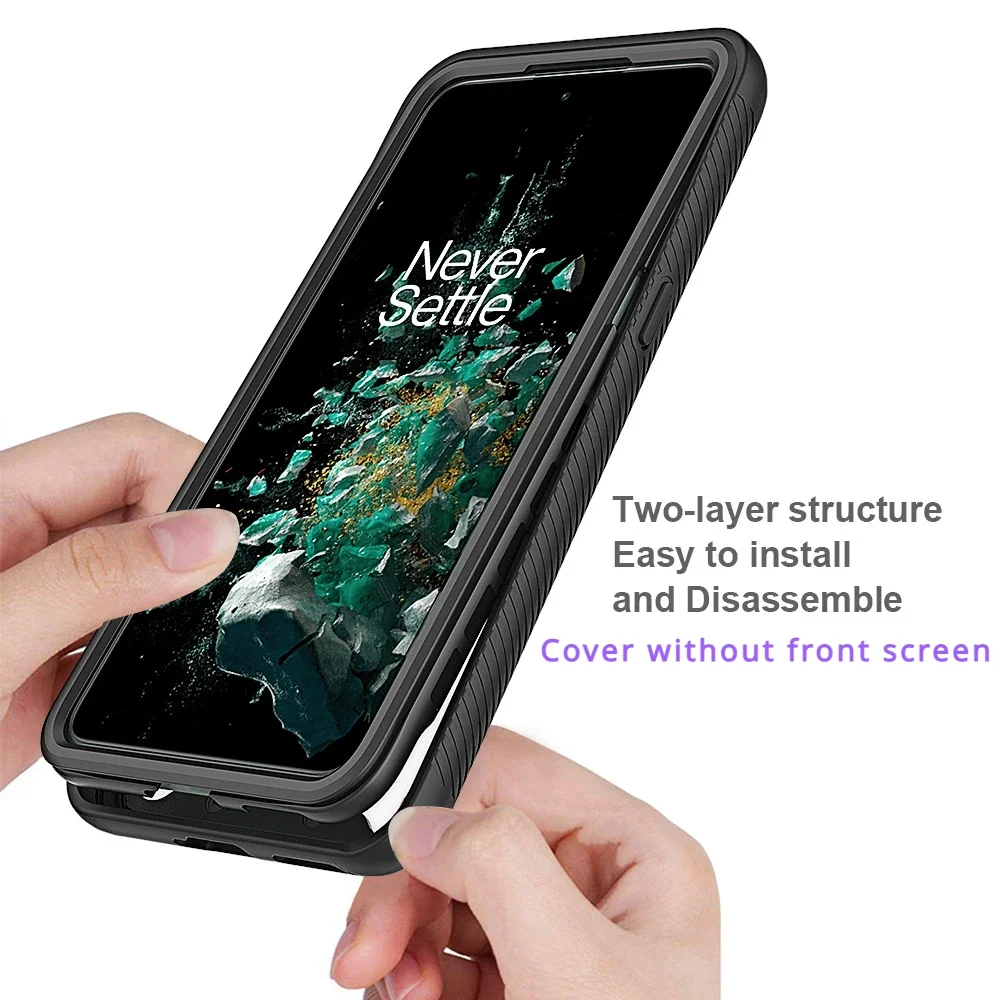 OnePlus 10T Funda Capa 용 TPU/PC 스카이 케이스 2 레이어 구조 하이브리드 충격 방지 쉘 헤비 듀티 폰 커버