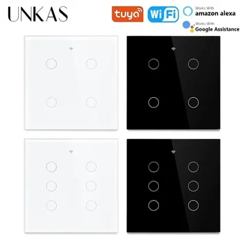 Tuya Brazil 4x4 WiFi 4 / 6 Gang Wall Light Switch Touch-Sensor Smart Home Interruptor Work with Alexa Google Home